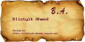 Blistyik Ahmed névjegykártya